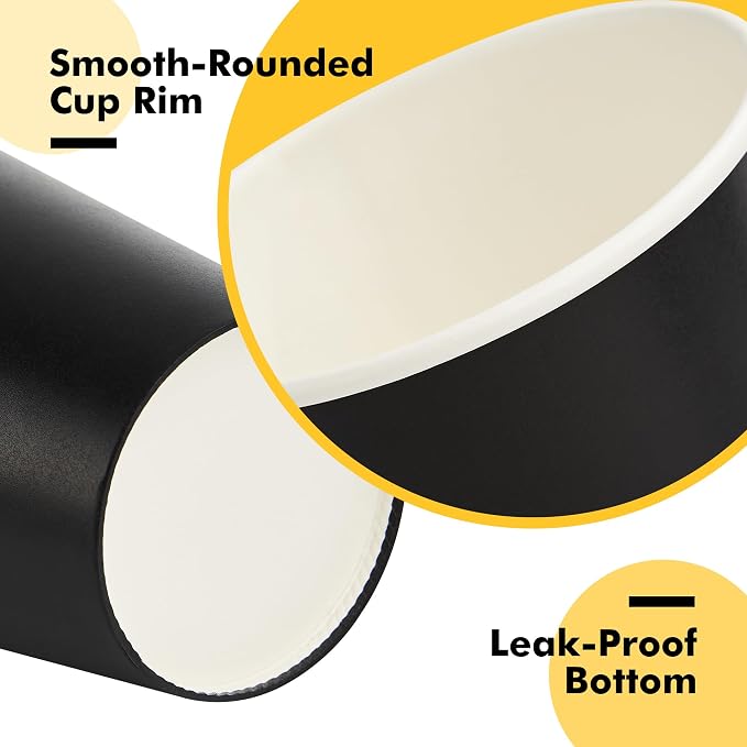 RACETOP 16 oz 50 Pack Black Disposable Coffee Cups - Image 5