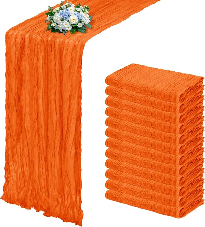 12 Pack Orange Cheesecloth Table Runner 17x108 Inch Semi Sheer Boho Gauze by Unknown