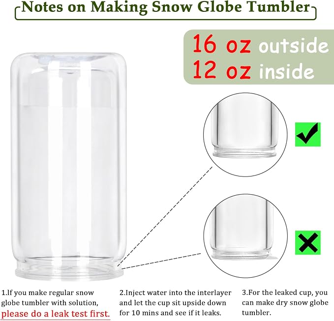 16 Pack 16 Oz Plastic Snow Globe Tumbler, Snowglobe Cups, Acrylic Snowglobe Cup - Image 4
