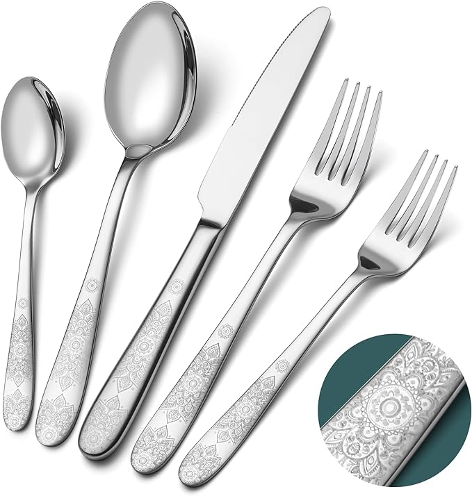 40 Piece Flatware Set, Service for 8, EIUBUIE Premium Stainless Steel Cutlery by EIUBUIE
