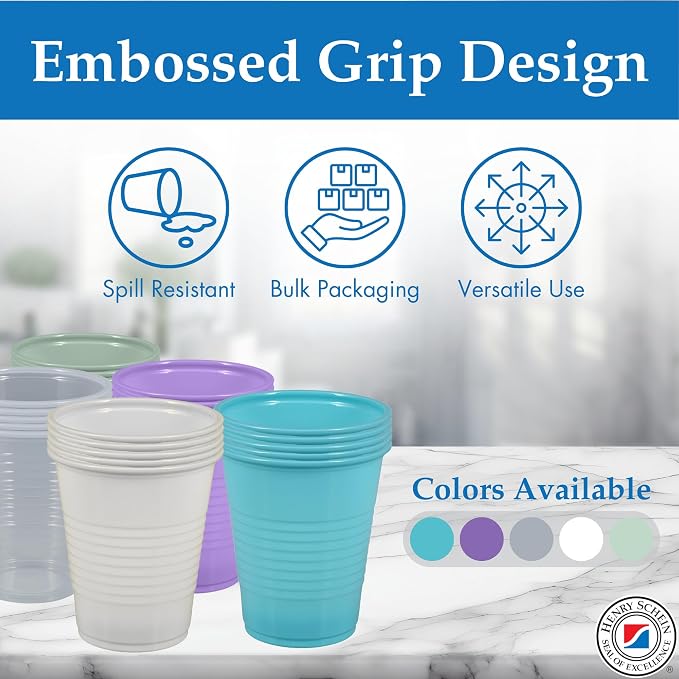 Henry Schein 5 Oz Plastic Disposable Dental Cups, 200 Ct | Embossed Grip - Image 2