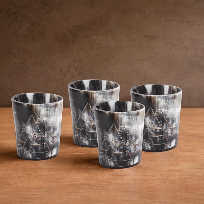 Handicrafts Home Viking Horn Shot Glasses Set of 4, Handmade Natural Ox Horn - Image 5