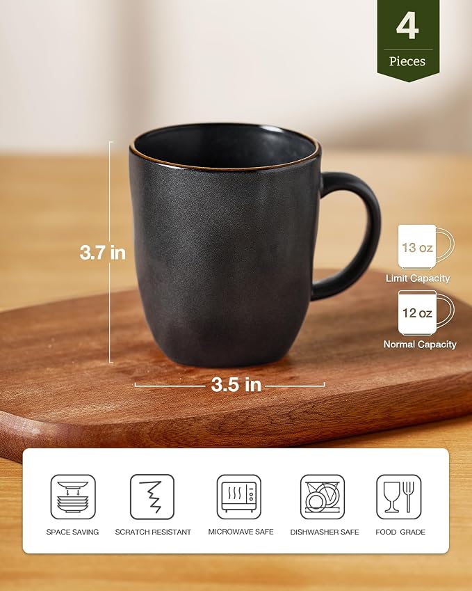 famiware Coffee Mugs Set of 4, Ocean Square 13oz Coffee Cup Set - Image 4