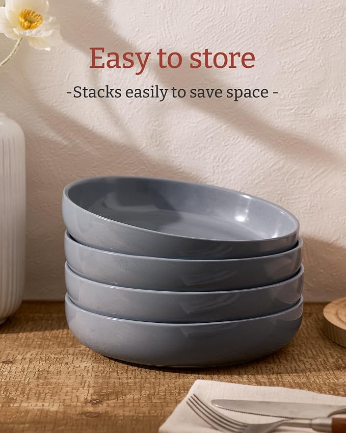 famiware Milkyway 33 oz Pasta Bowls Set of 6, Dark Gray | Scratch-Resistant - Image 3