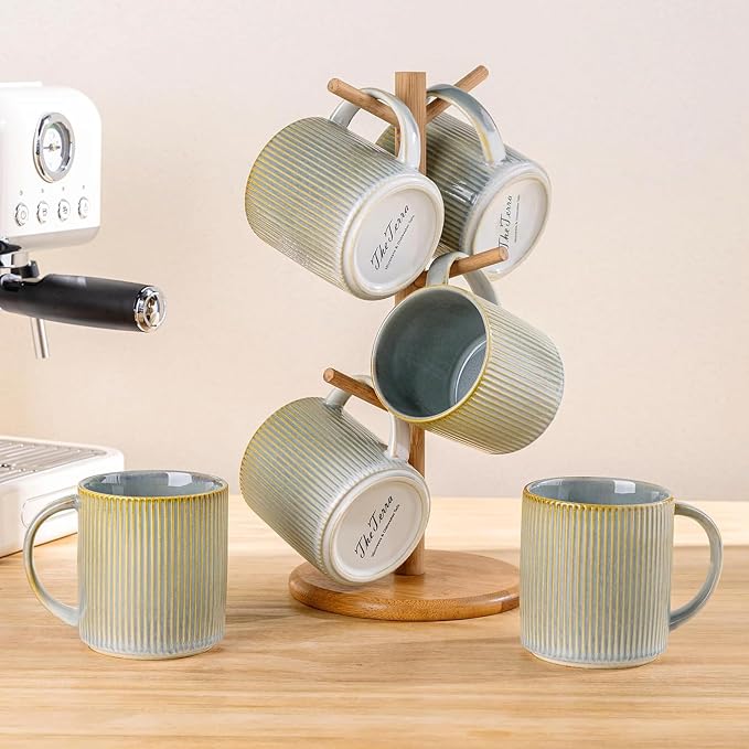 theterra Ceramic Coffee Mugs Set of 6, 14.2 oz Coffee Cups - Image 7