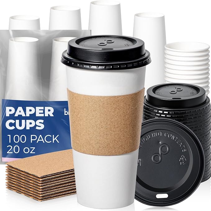 Fit Meal Prep 100 Pack 20 oz Disposable Coffee Cups by FMPBRANDS
