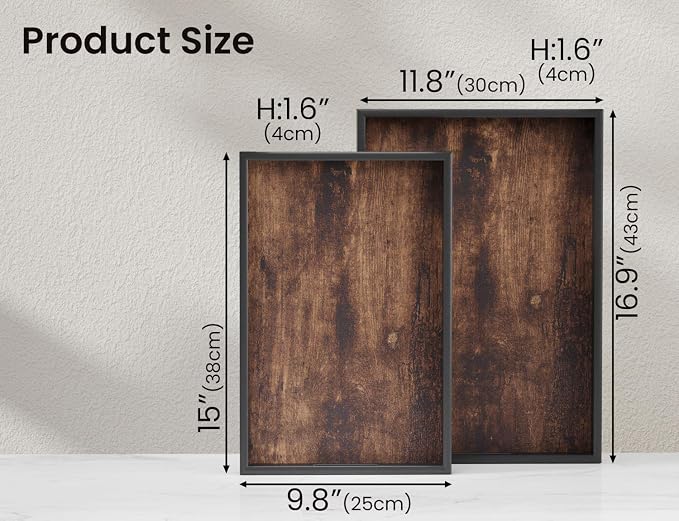 Fibogollo Set of 2 Wooden Serving Trays - Image 6
