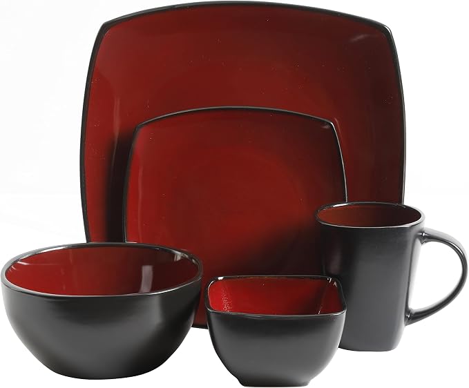 Gibson Elite Soho Lounge Square Reactive Glaze Stoneware Dinnerware Set - Image 3
