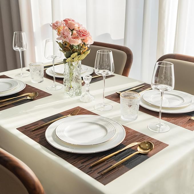 Placemats Set of 6 Vinyl/Plastic Woven Place Mats - Image 6