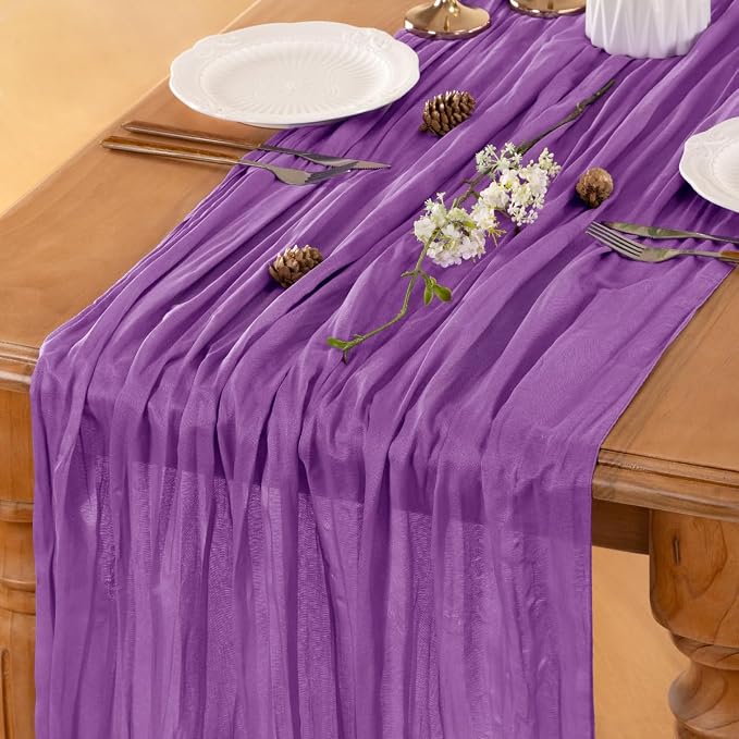 Purple Cheesecloth Table Runner 120 Inches 10 Ft Gauze Table Runner | Summer - Image 5