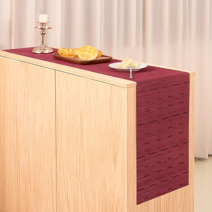 Table Runner 55 Inches Long, Vinyl Woven Heatproof Table Runners | Washable - Image 6