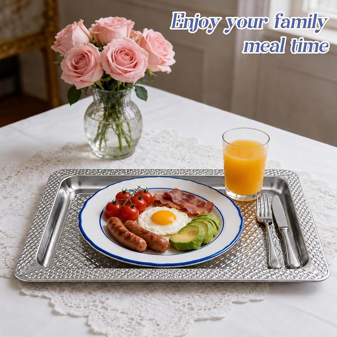 4 Pack Silver Serving Trays Set, Serving Trays - Image 7