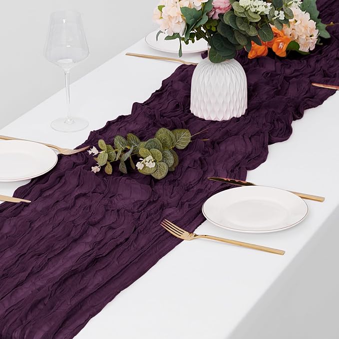 30 Pack Dark Purple Cheesecloth Table Runner 17 x 108 inch Cheese Cloth Table - Image 4