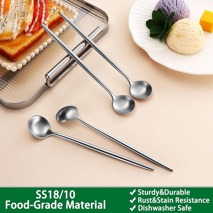 DEHOV 6.7 Inches Coffee Spoons Set, 4 Pieces Stainless Steel 18/10 Iced Tea - Image 3
