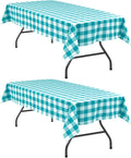 Plaid Tablecloth 2 Pack, 60 x 120 inch, Turquoise and White | Waterproof by Hiasan