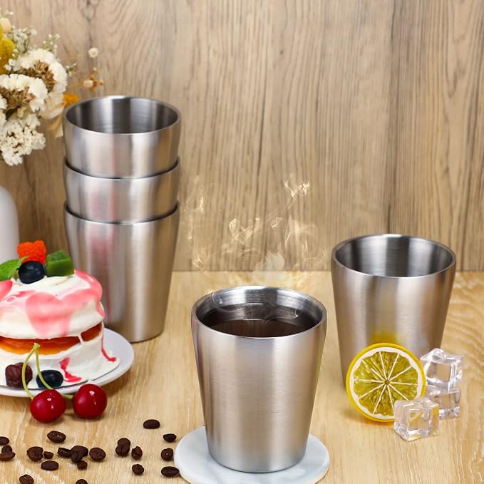 Amyhill 12 Pieces Stainless Steel Cups Double Wall Tumbler Glasses Stackable - Image 5