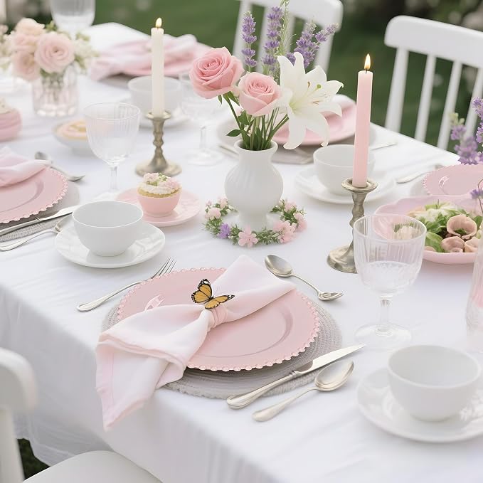 U-QE 60PCS Pink Plastic Plates - Image 4