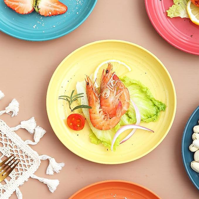 5Pcs Dinner Plates Wheats Straw Plates Set Unbreakable Reusable, Lightweight - Image 8