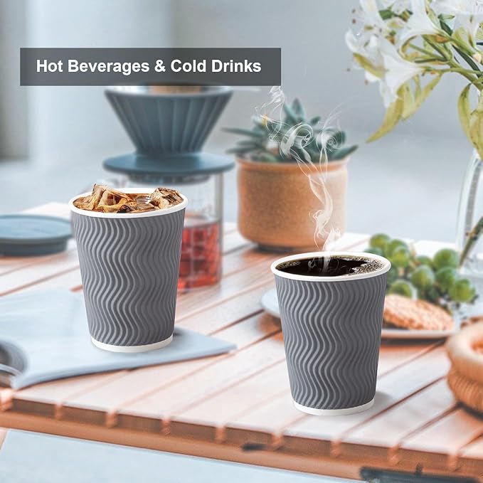 Lamosi 500 Count 12 oz Insulated Coffee Cups, Disposable Paper Cup No Lids | - Image 3
