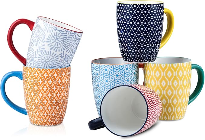 Selamica 16 oz Porcelain Coffee Mugs Set of 6, Coffee Cups Ceramic by Selamica