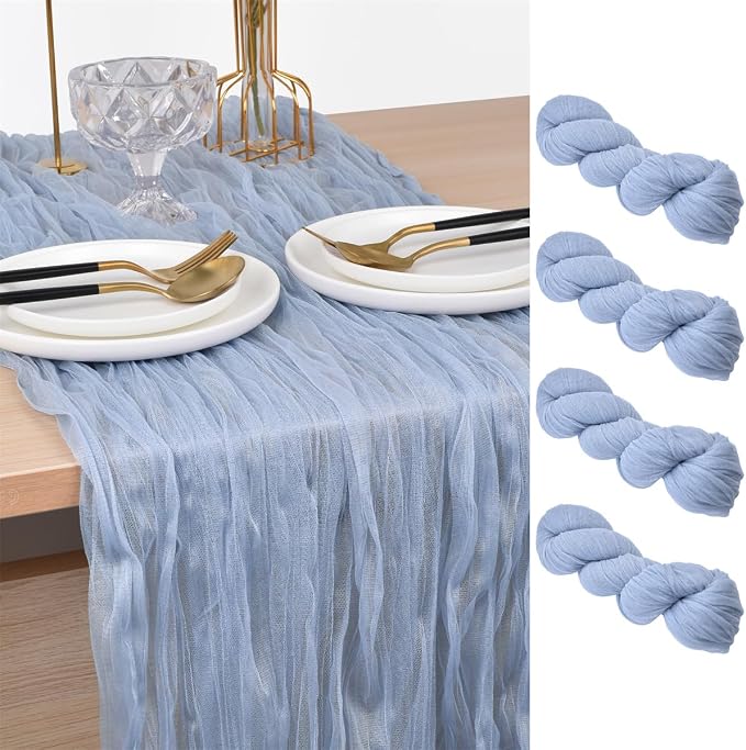 Blue Cheesecloth Table Runner Cheese Cloth Wedding Birthday Party Decor | 10Ft by Joanlody