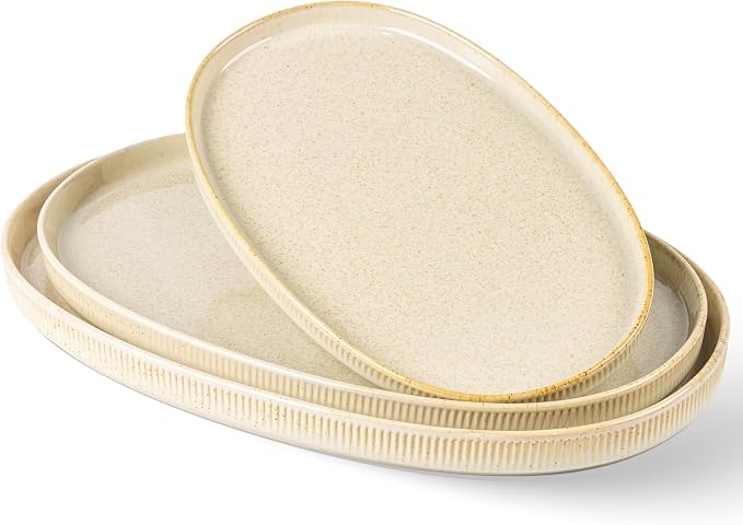 Ceramic Serving Platter Set of 3, Oval Serving Plates and Dishes | by TheTerra