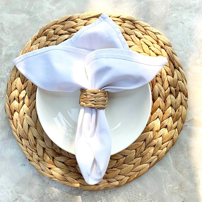 Set 6 Water Hyacinth Napkin Rings, Handwoven by Laquedecraft | Fits Most Cloth - Image 5