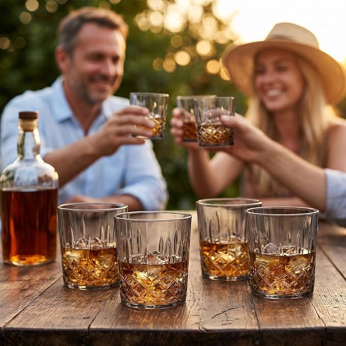 Yungyan 12 Pcs Plastic Clear Whiskey Glasses, 10 oz Unbreakable Reusable Old - Image 6