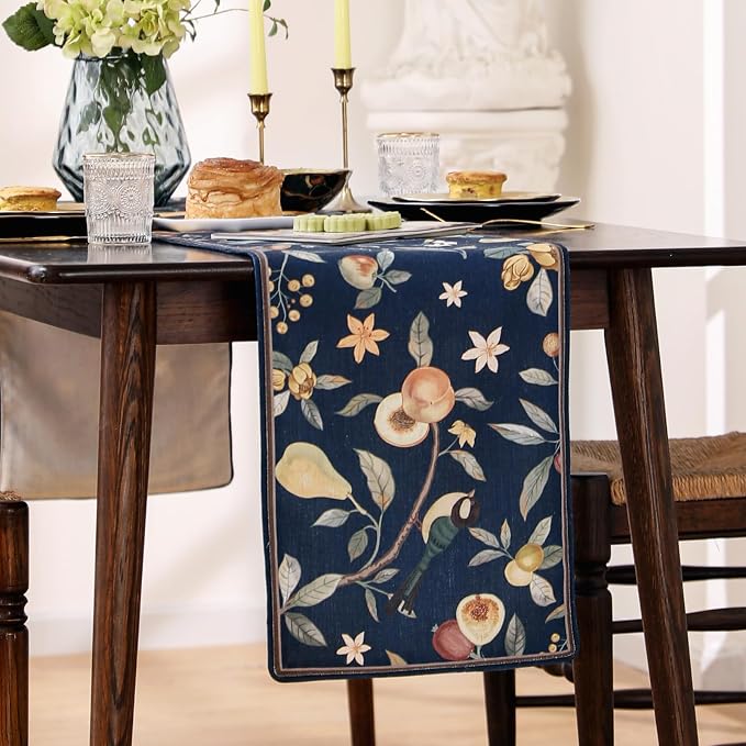 bilin gaier Designer Vintage Linen Long Table Runner, Floral Pattern, Dining - Image 8