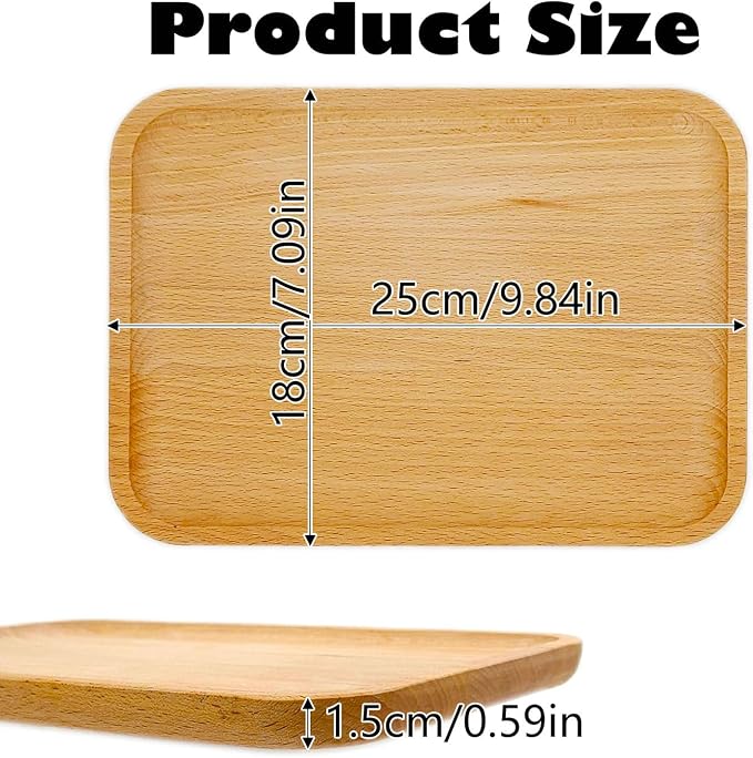 2 Pack Solid Wood Serving Platters and Trays of Natural - Image 2
