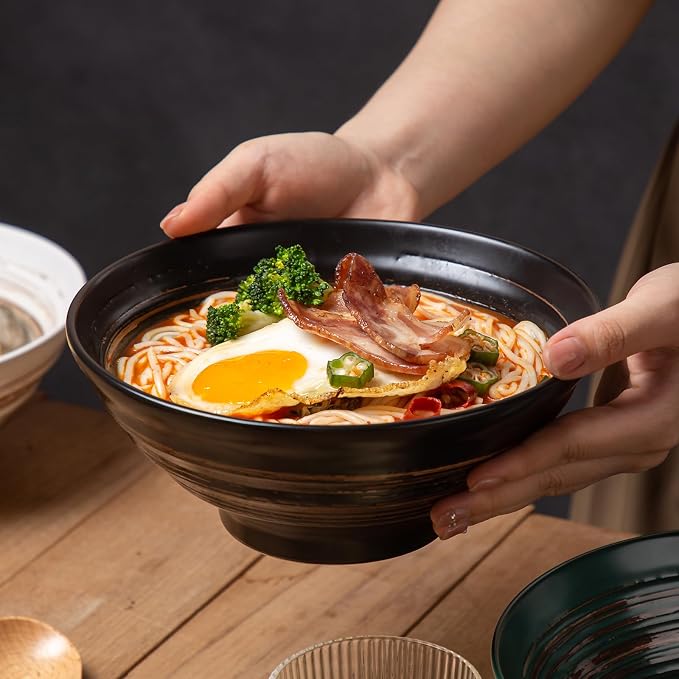 YUN TAO Ramen Bowl Set, 35 Oz Large Multicolor Ceramic Ramen Bowls Set of 4 - Image 4