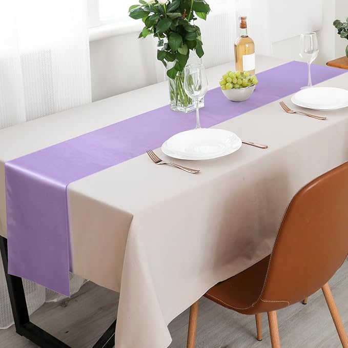 Aneco 12 Pack Satin Table Runner 12 x 108 Inch Pastel Rainbow Long Wedding - Image 7