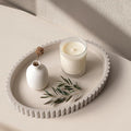 Oval Tray for Coffee Table Decor, Cream Gray | Decorative Tray, Solid Concrete by Cathyeen