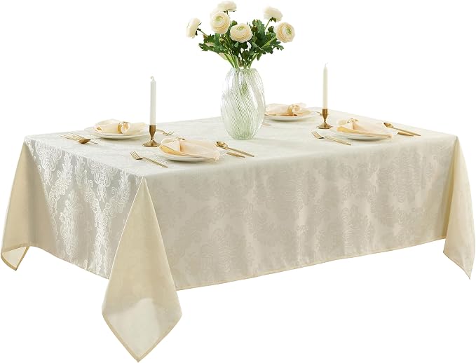 Newbridge Barcelona Luxury Damask Fabric Tablecloth, 70” Extra Wide x 168” - Image 6