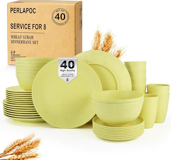 Wheat Straw Dinnerware Set 40-Piece Service by Perlapoc