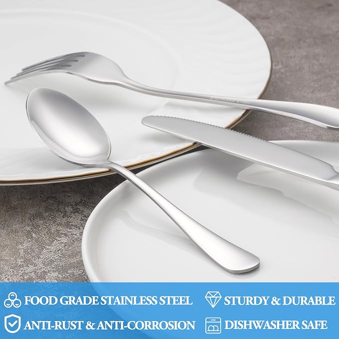 32 Pcs Dinner Spoon Set, Premium Food Grade Stainless Steel Spoons, Durable - Image 3