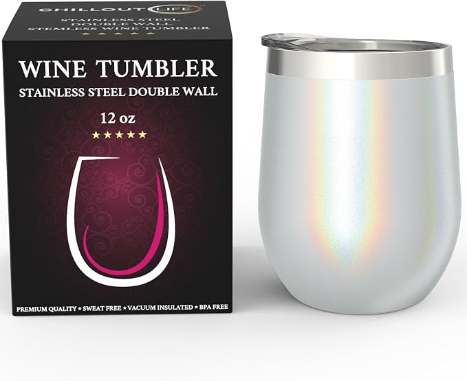 CHILLOUT LIFE 12 oz Stainless Steel Wine Tumbler - Image 2