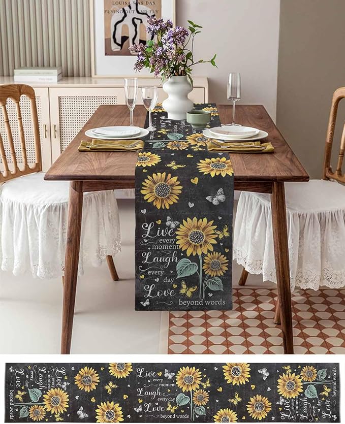 Retro Sunflower Table Runners 36 Inches Long, Spring Summer Farmhouse Table - Image 6