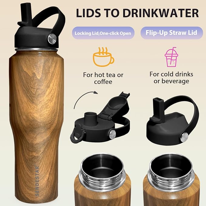SENDESTAR 40oz Stainless Steel Water Bottle, Double Wall Vacuum Insulated Bottle - Image 5