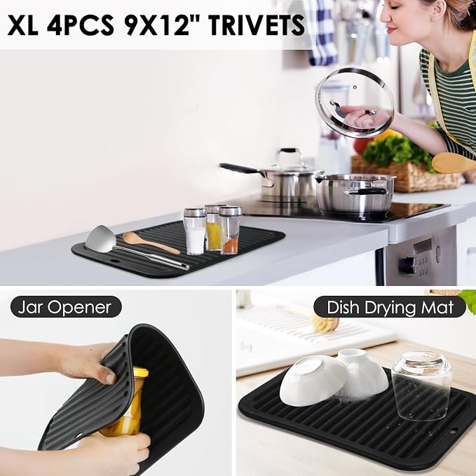 Silicone Trivets for Hot Pots and Pans, 4 Pack Heat Resistant Pot Holders for - Image 5