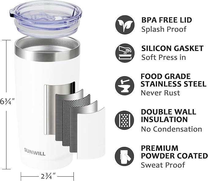 SUNWILL Travel Coffee Tumbler 20 oz, Insulated Mug - Image 2