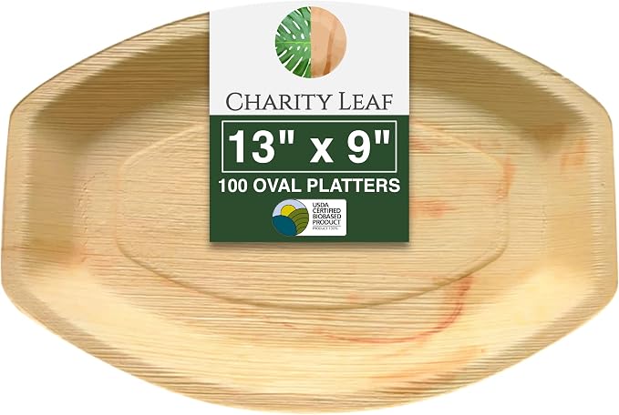 Disposable Bamboo 13" x 9" Trays Bamboo Serving Platters, Disposable Boards by CharityLeaf