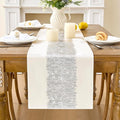 Metallic Style Silver Table Runner, Table Runners 36 Inches Long | Cotton Linen by Aiimart