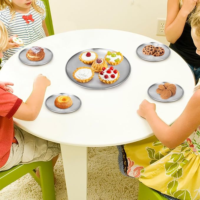 Stainless Steel Plates, 20 Set 6.7 inch 304 Metal Food Serving Plate, Reusable - Image 6
