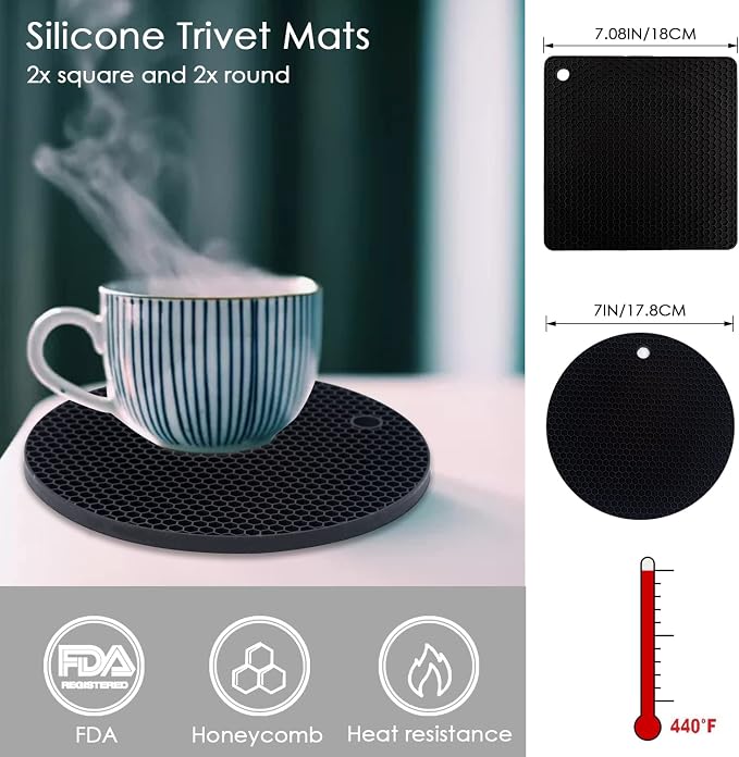4 Pack Silicone Trivets for Hot Pots and Pans, Non-Slip & Heat Resistant - Image 5