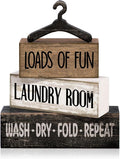 Moucuny 4 Pcs Farmhouse Laundry Room Decor and Accessories Stacked Blocks Loads by Moucuny