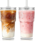 KEMORELA 20oz Ribbed&Floral Iced Coffee Cups by KEMORELA