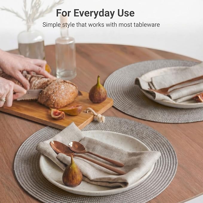 FunWheat Round Braided Placemats Set of 4 Table Mats - Image 5