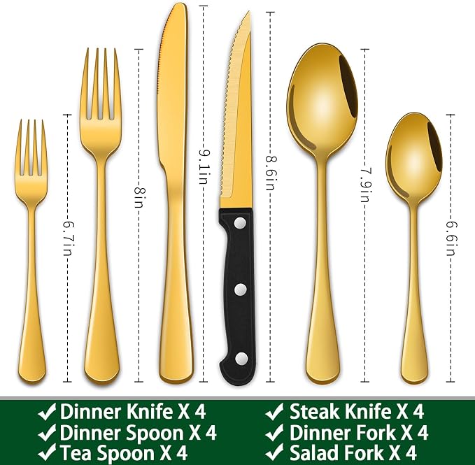 24-Piece Gold Silverware Set - Image 2