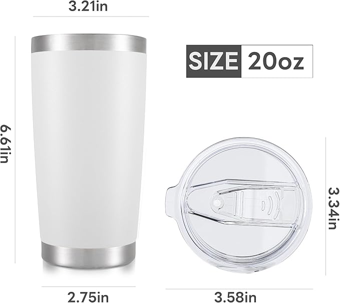 20 oz Tumbler with Lid Stainless Steel Insulated Tumblers Cups Travel Mug | - Image 7